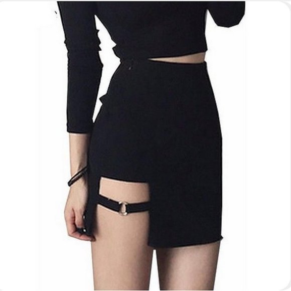 Asymmetric Mini Skirt High Rise Black Skirt Trending Korean Style - Picture 13 of 14